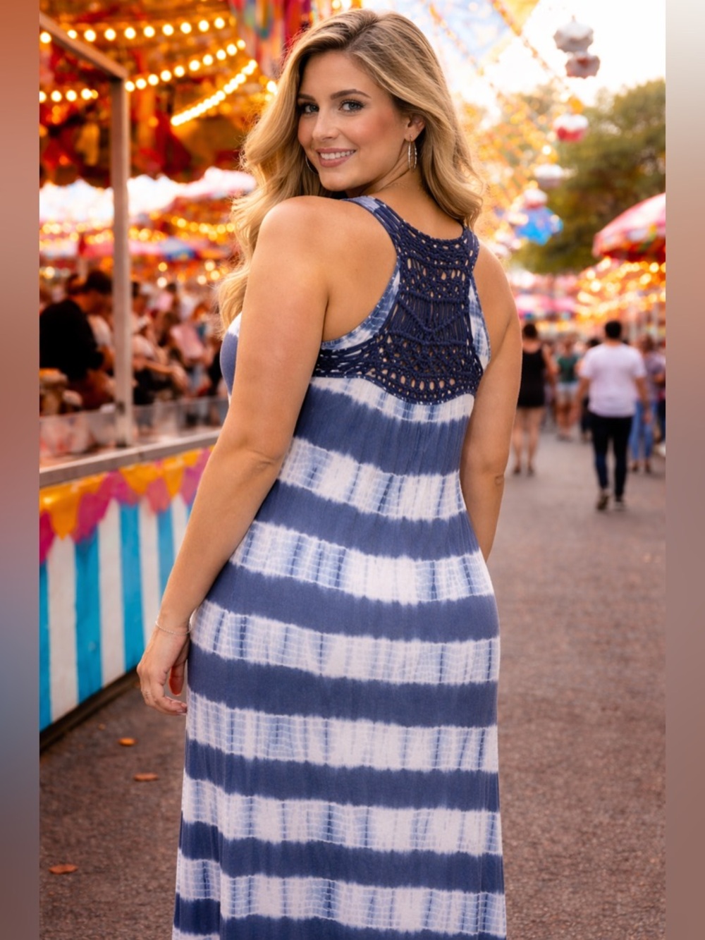 LOFT- Women’s Blue Tie-Dye dress size XL